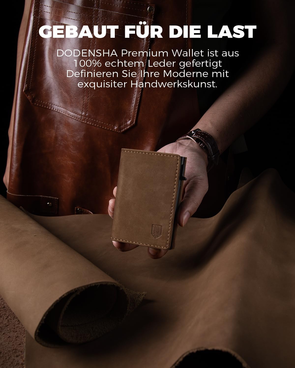 Thumbnail 4 de DODENSHA MagSnap Portmonee Herren Slim-Wallet mit Münzfach, RFID-Schutz und Magnetverschluss (Vintage Braun) – für 10+ Karten