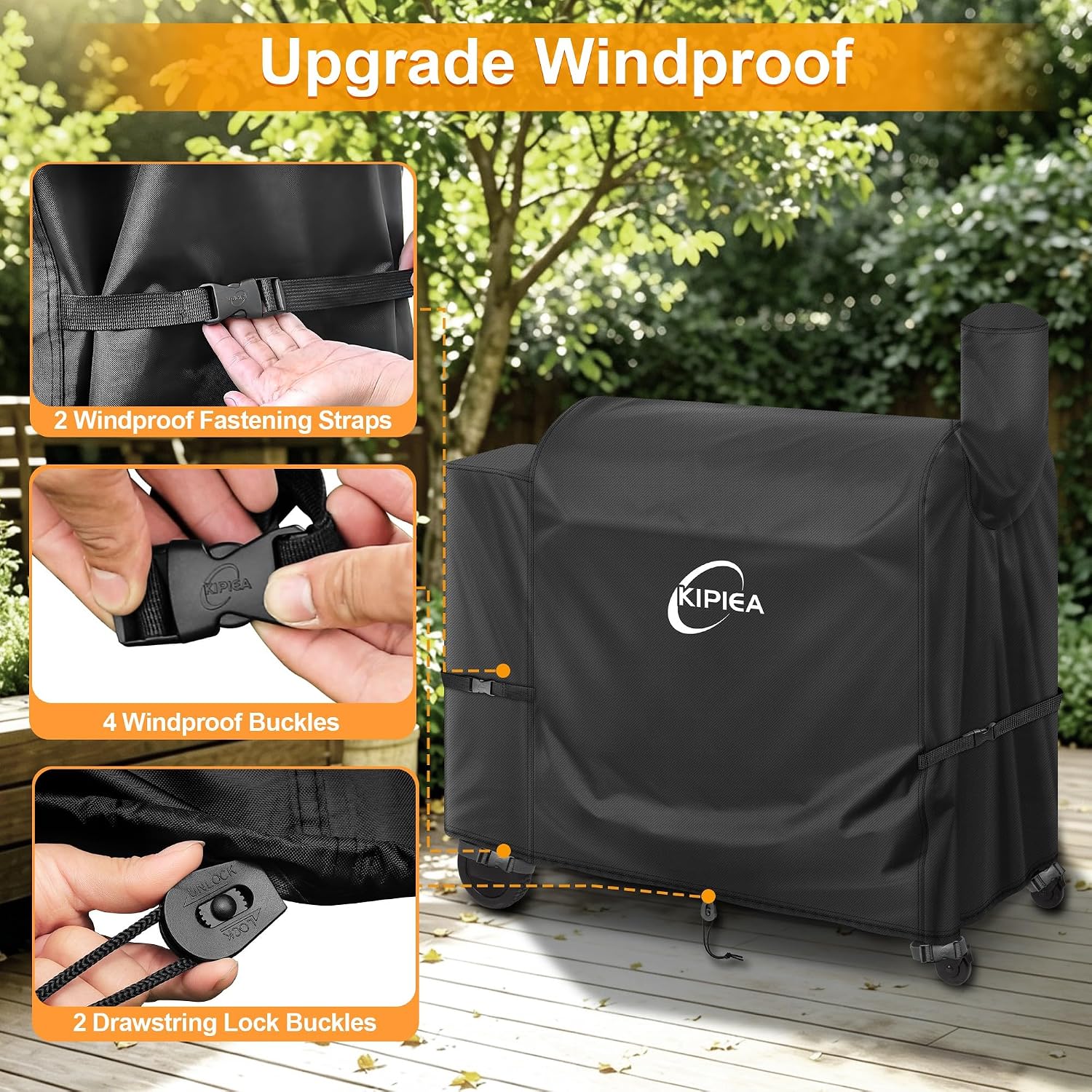 Detalle 1 de Kipiea 53"W X 22"D X 54"H BBQ Cover for Traeger Pro 34 & 780, 500D Oxford