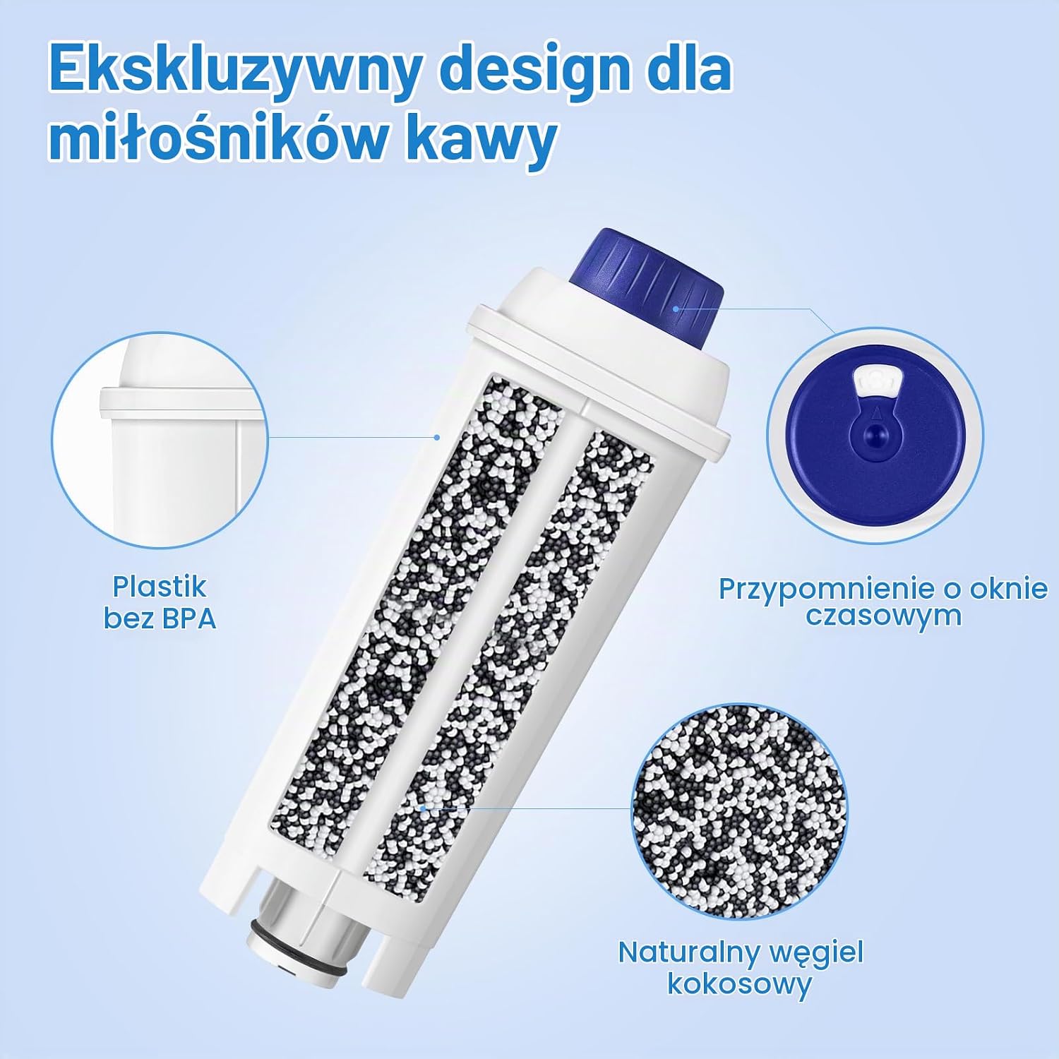 Detalle 2 de Molifal FW600 – filtr do wody do ekspresów De’Longhi, 6 szt.