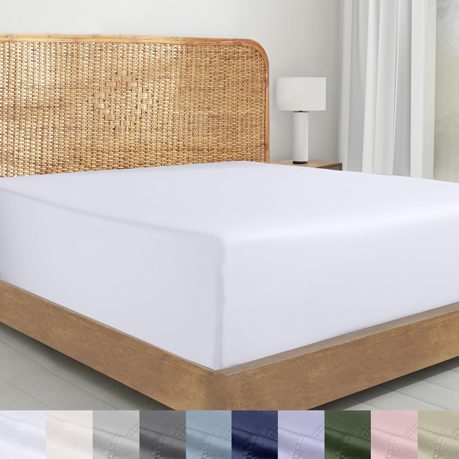 Detalle de Organic Cotton Percale Fitted Sheet 300TC