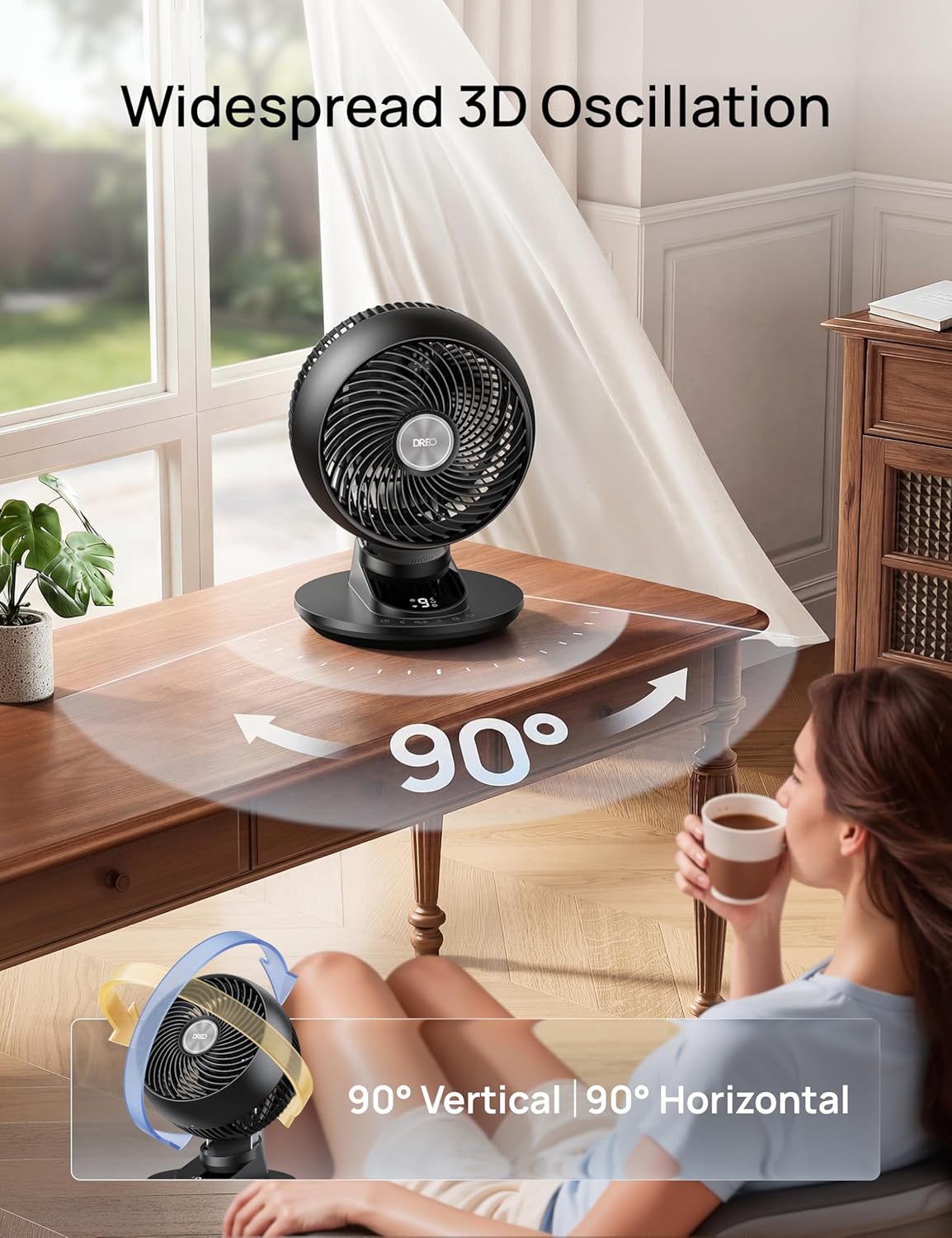 Thumbnail 3 de DREO 20dB Smart Desk Fan for Bedroom — Quiet, App-Controlled Oscillating Desk Fan