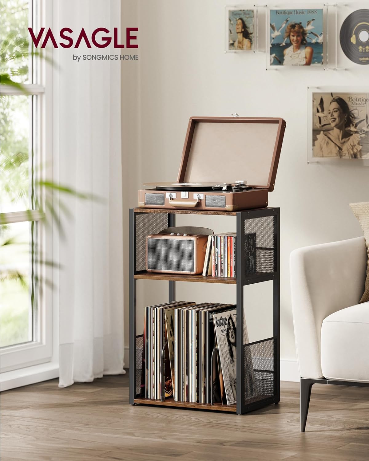 Thumbnail 1 de VASAGLE DACEY Collection LET275K01 Record Player Stand, 3-Tier Rustic Brown