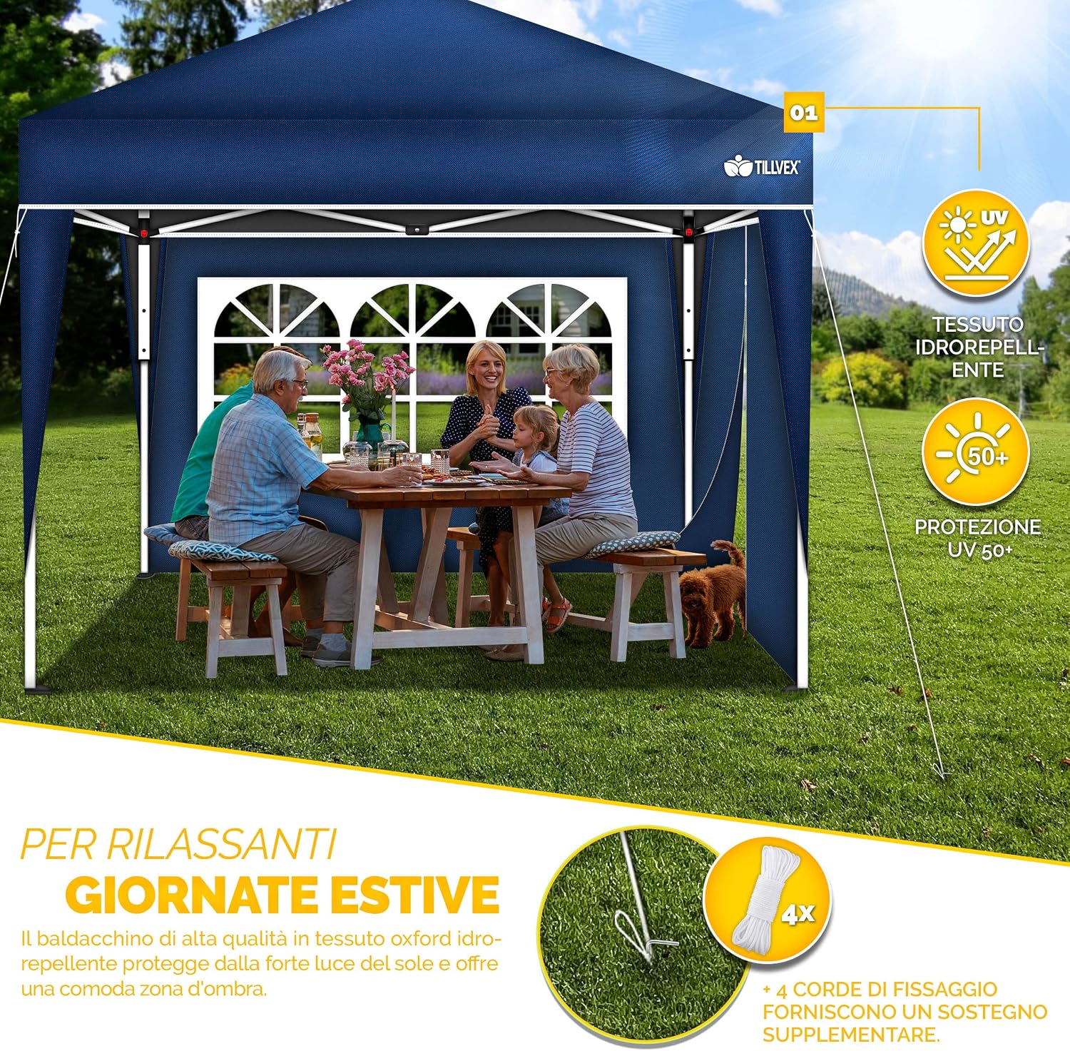 Thumbnail 2 de tillvex Gazebo 3x3m impermeabile per giardino