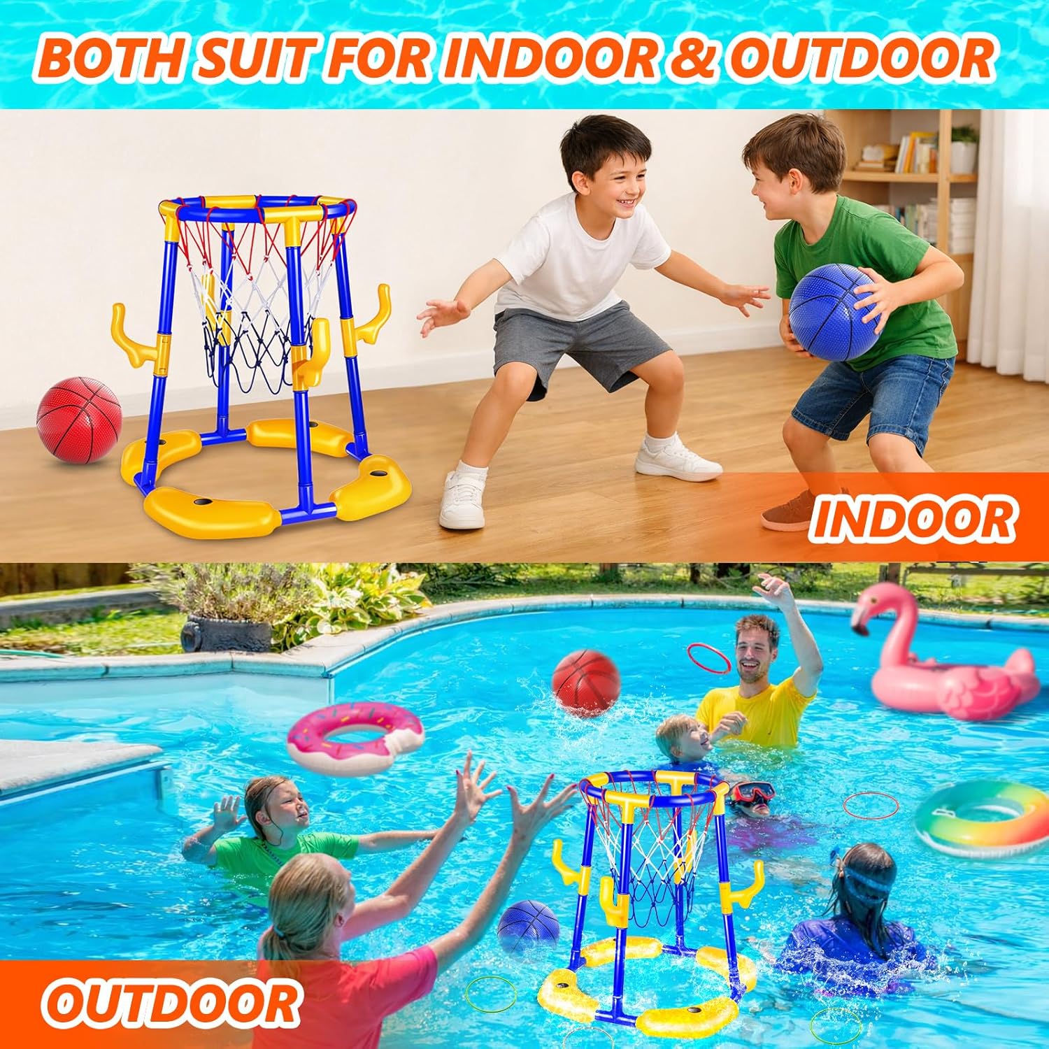 Detalle de Doviden Pool Basketball Hoop Floating with Anti-Tip & Anti-Drift Design