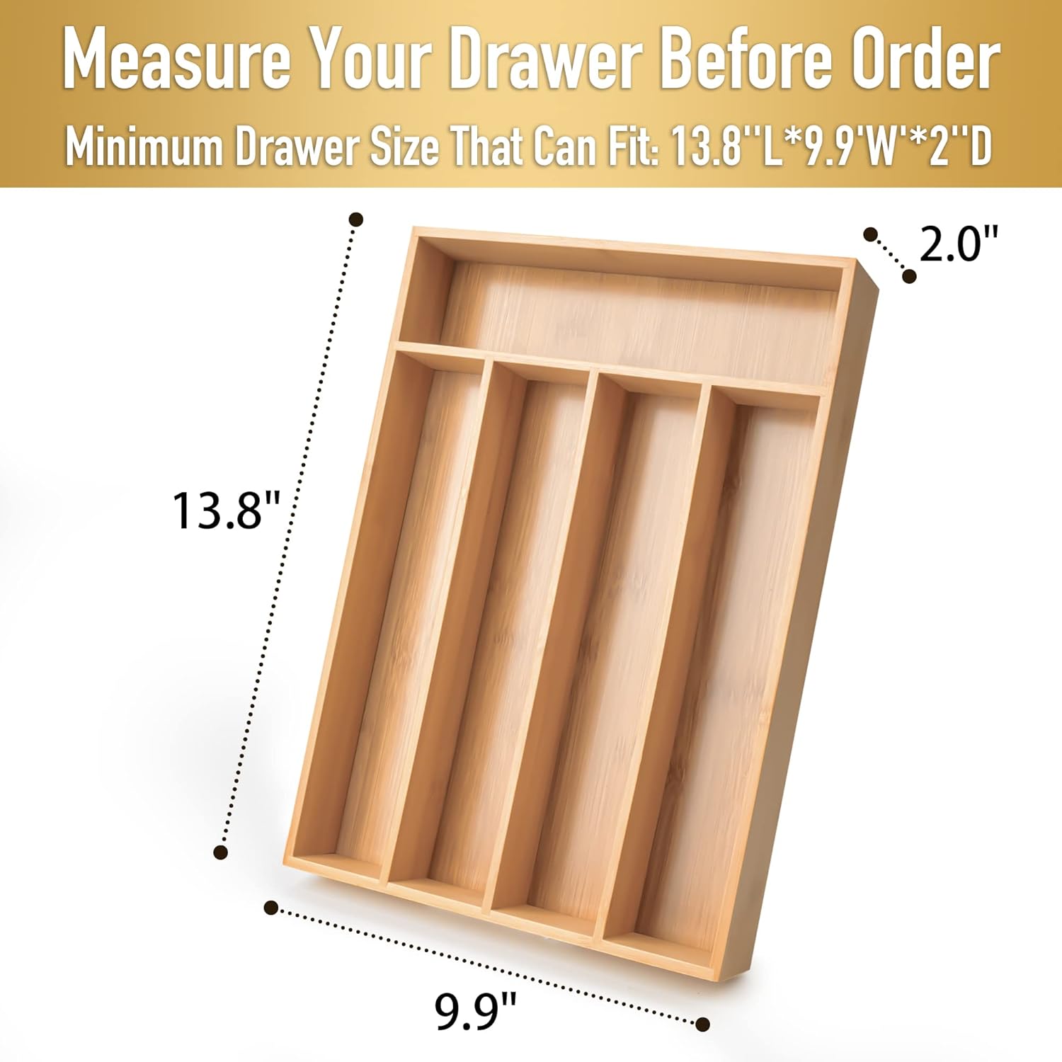 Detalle 2 de Besilord Silverware Organizer 5-slot bamboo tray 🍽