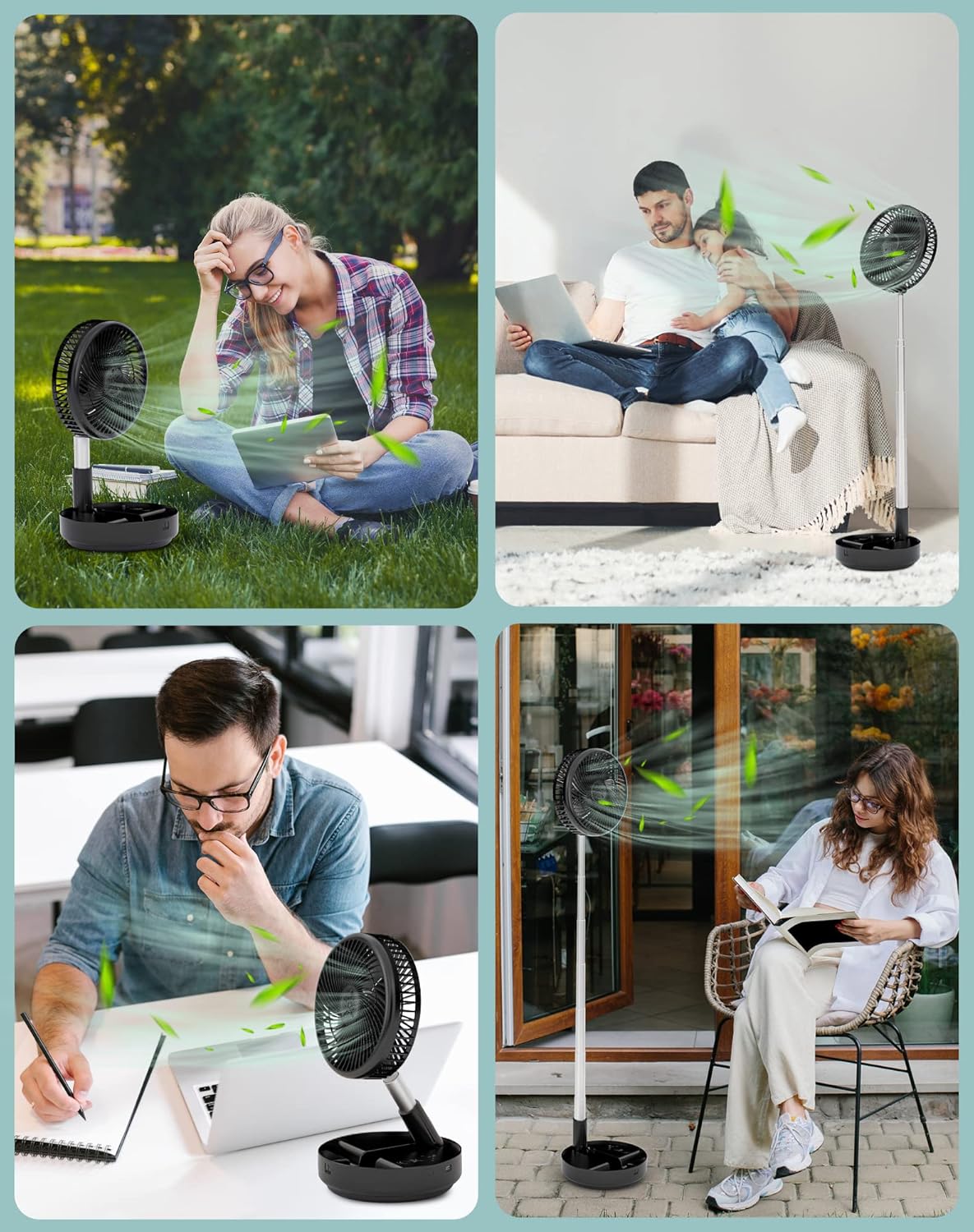 Thumbnail 6 de Primevolve Portable Oscillating Standing Fan with Remote – USB-C rechargeable desk/floor fan, 4 speeds, adjustable height