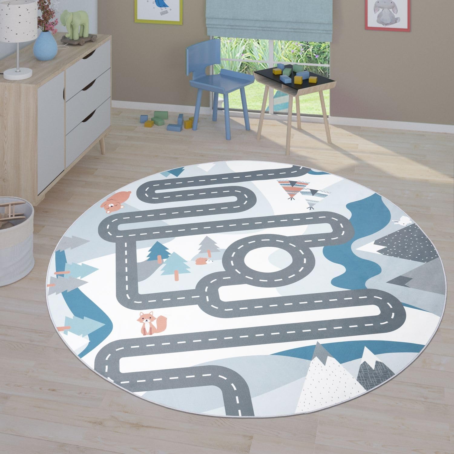Thumbnail 6 de TT Home Kinderzimmerteppich 100×200 cm, Grau – rutschfest, maschinell gewebt, 100% Polyester