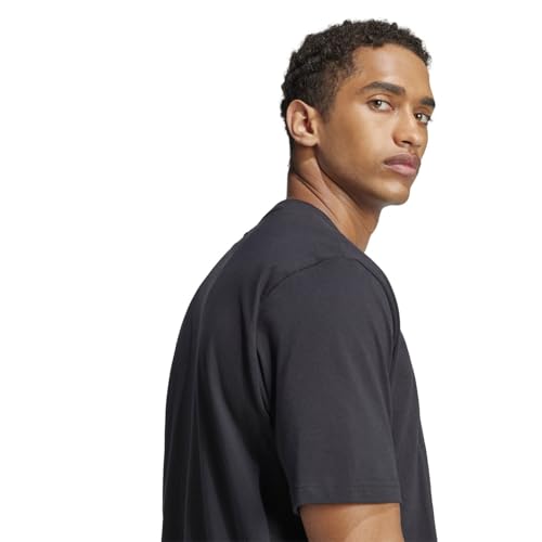 Detalle de Adidas Uomo Essentials Linear Jersey Shirt - Girocollo, Regular Fit in Black/White, M