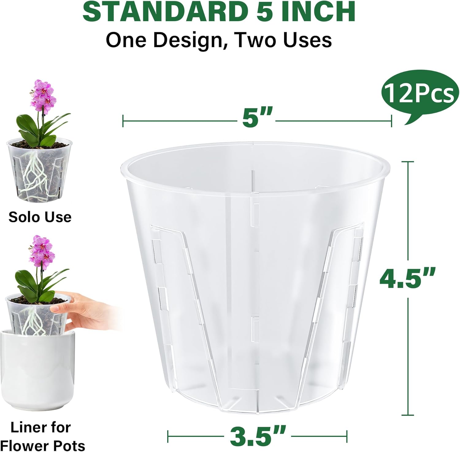 Detalle 2 de Bonviee 12-Pack Side-Open Orchid Pots 13cm