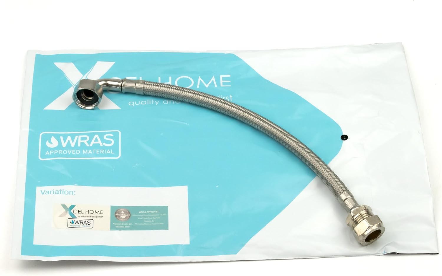 Thumbnail 1 de Xcel Home 1x WRAS Approved Elbow (90°) 1/2 X 15mm Compression X 300mm Flexible Pipe Connectors