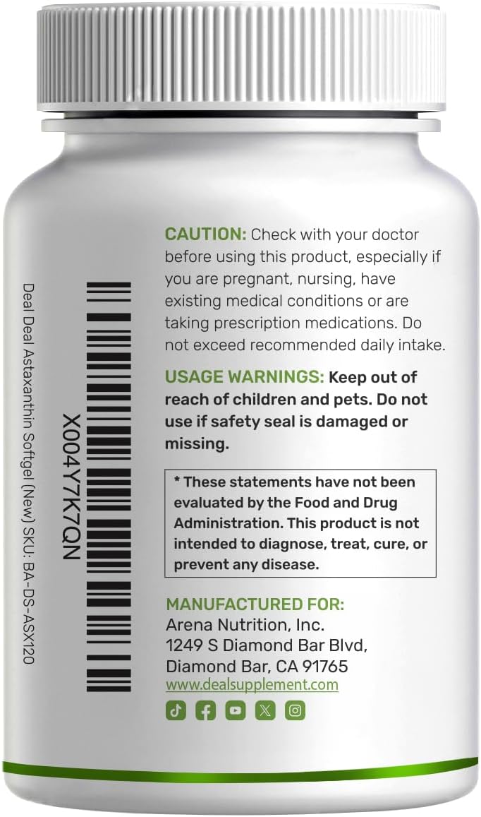 Thumbnail 6 de DEAL SUPPLEMENT Astaxanthin Supplement 12 mg