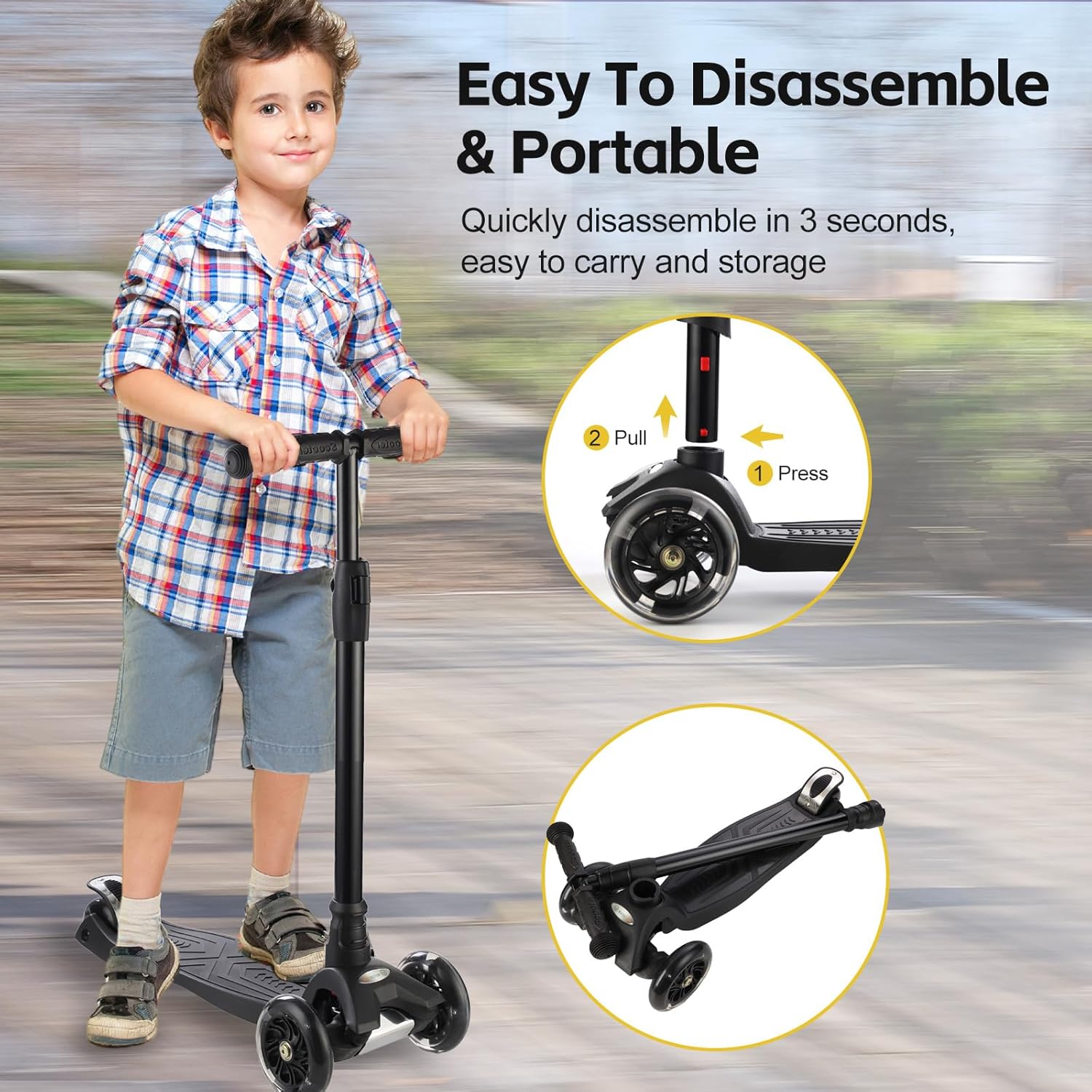 Thumbnail 4 de 3 Wheel Scooter for Kids Ages 3-12 with Light-Up Wheels