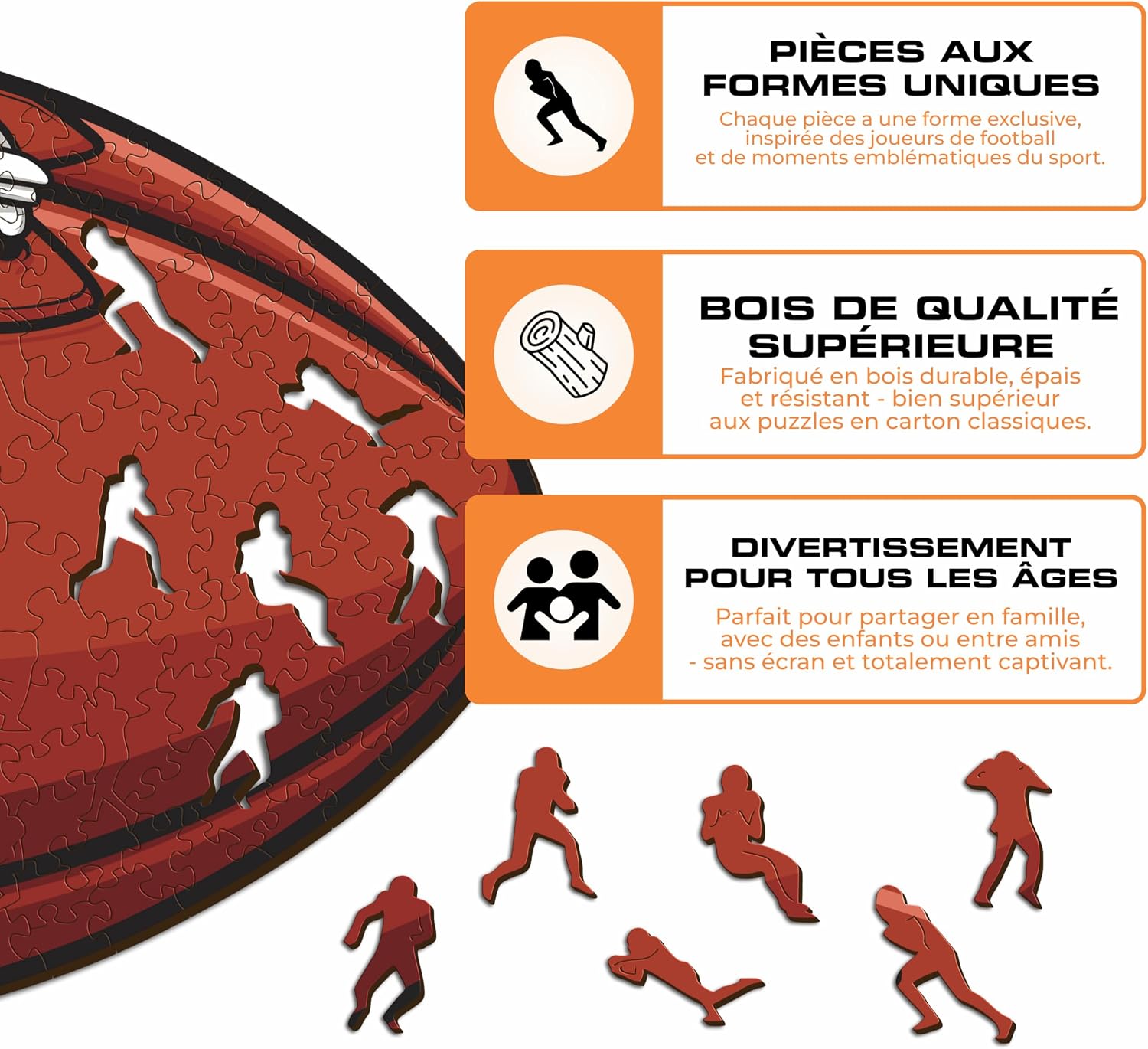 Thumbnail 6 de Iconic Puzzles Tampa Bay Buccaneers – puzzle en bois sous licence NFL, Logo (taille S, 150 pièces)