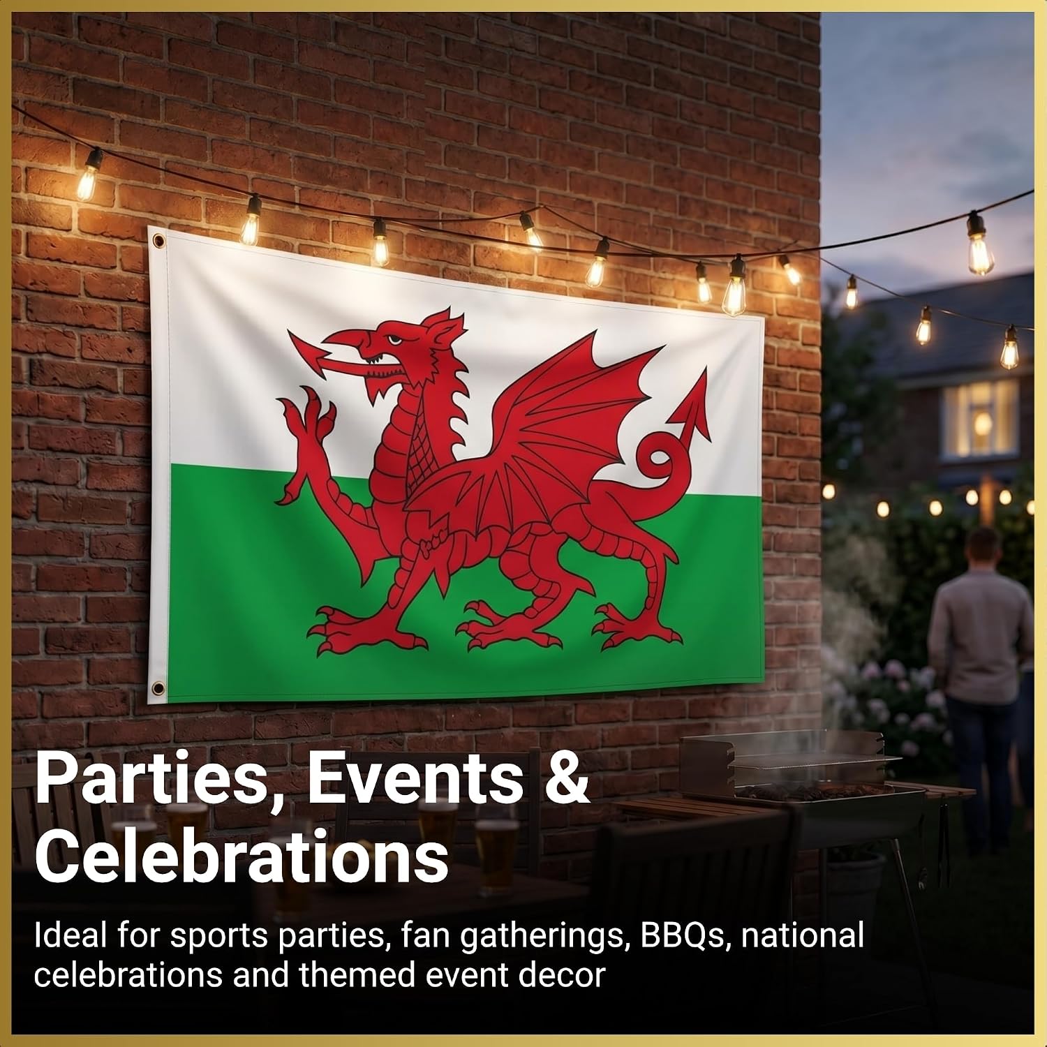 Thumbnail 6 de Wales Dragon Cymru Flag 8ft x 5ft with Brass Eyelets – Large Polyester Welsh Flag Banner
