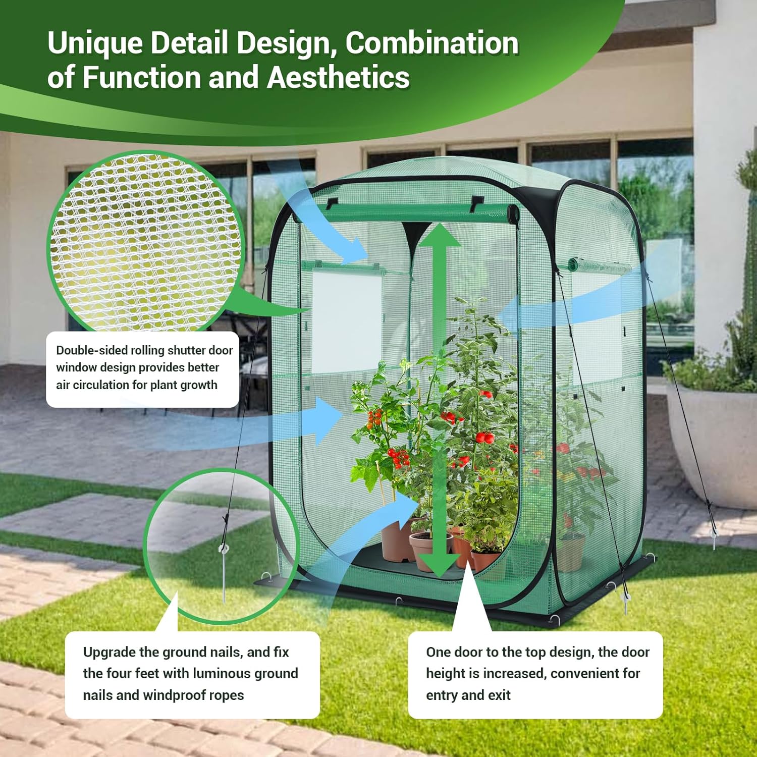 Detalle de Ohuhu Serra pop-up per pomodori: serra resistente e versatile, 122 × 122 × 162 cm