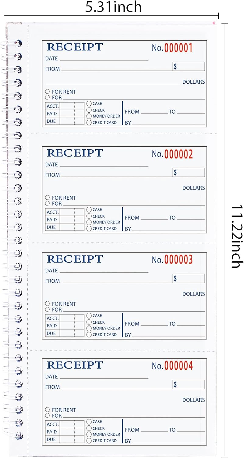 Detalle de Zzrywuty Zzrywuty-005 Carbonless Money and Rent Receipt Book, 200 Sets