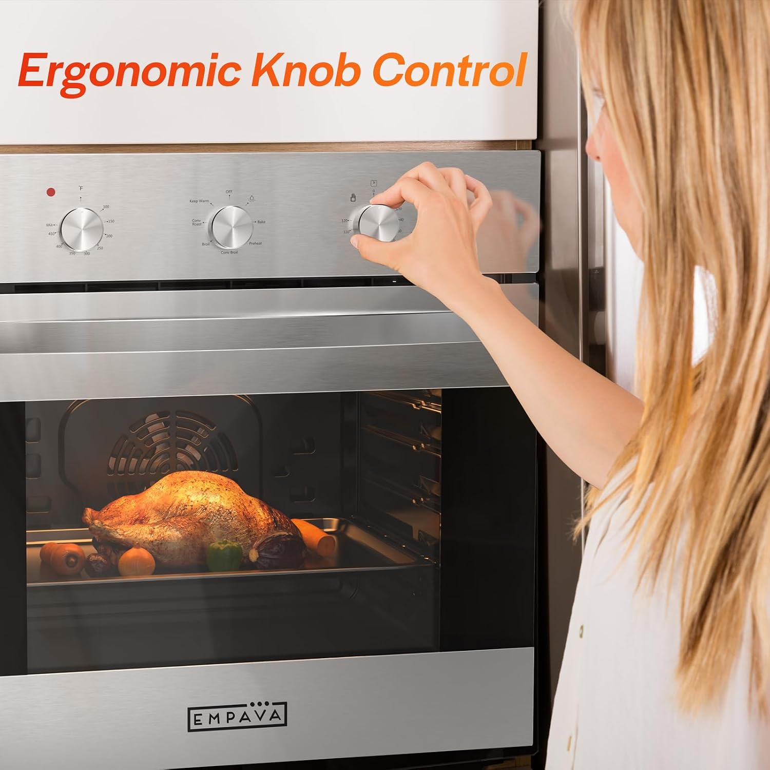 Detalle de Empava 24-Inch 2.3 Cu. Ft. Electric Convection Wall Oven, Stainless Steel
