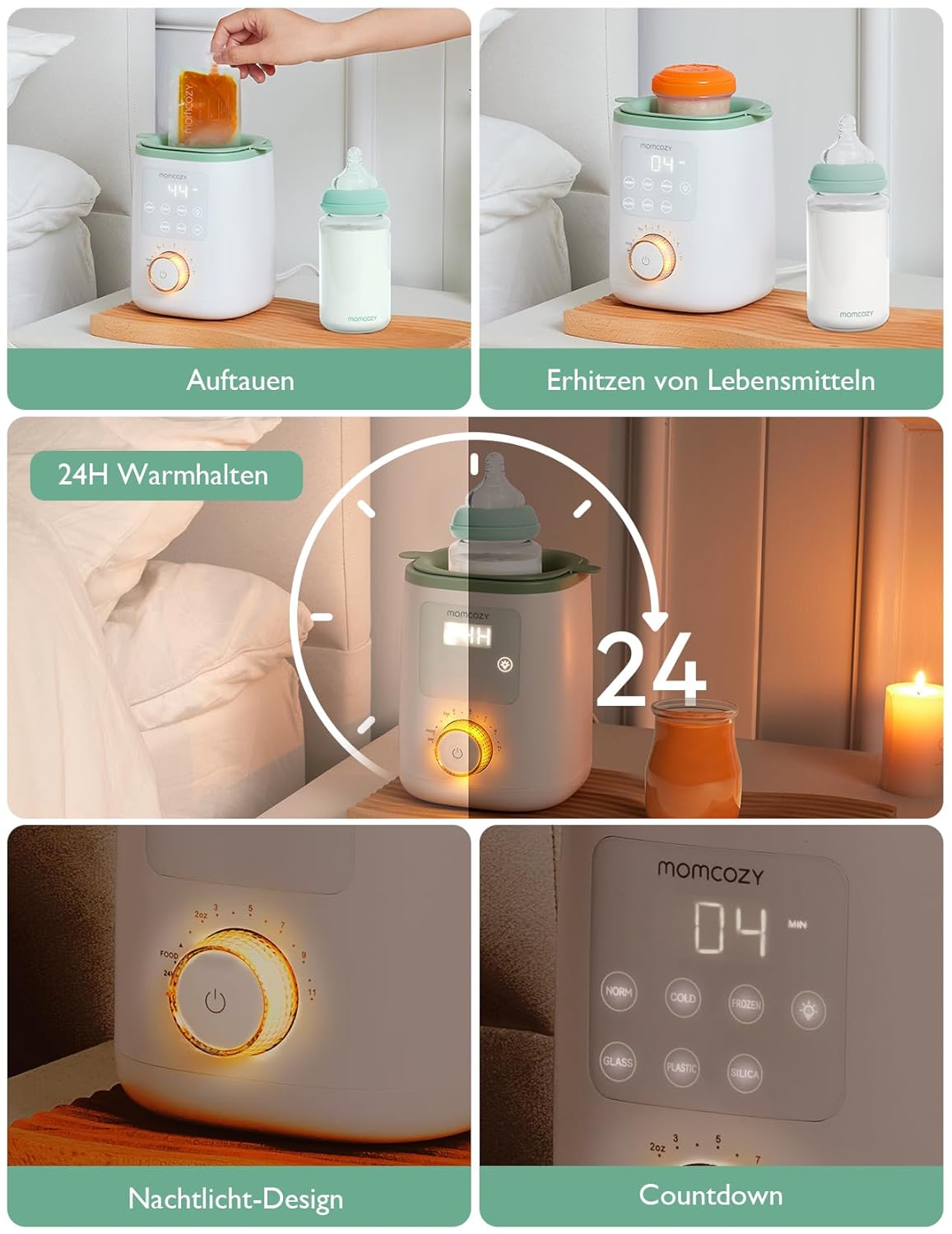 Thumbnail 6 de Momcozy MW02 Nutri-Flaschenwärmer – präzise Temperaturkontrolle, 9-in-1 multisystem, kompatibel mit allen Flaschen