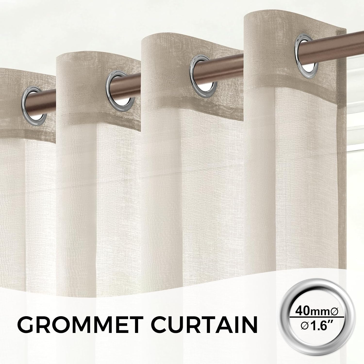 Detalle 2 de MRTREES Net Curtains for Windows (White Voile) – 2 Eyelet Panels, 137 x 213 cm