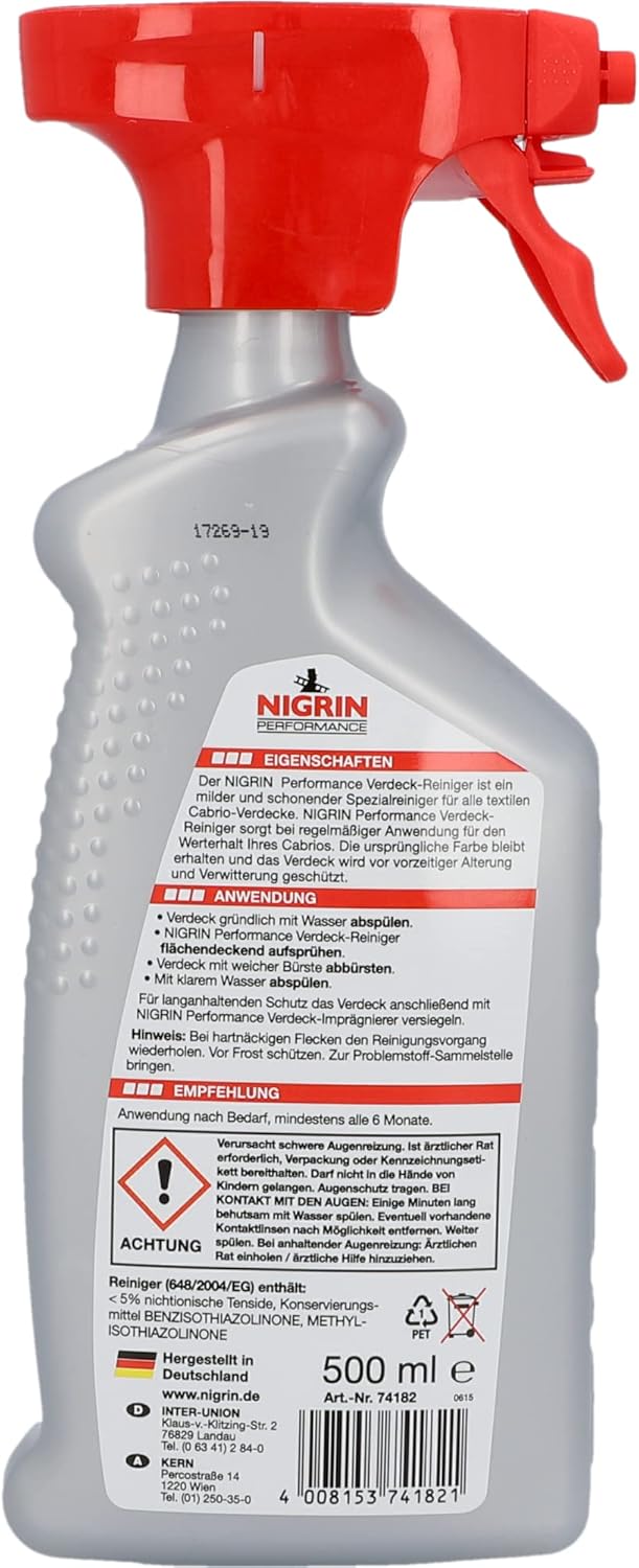 Thumbnail 4 de NIGRIN 74182 Cabrio-Verdeck Reiniger – Sanfte Reinigung, Schutz & Farbauffrischung (500 ml)