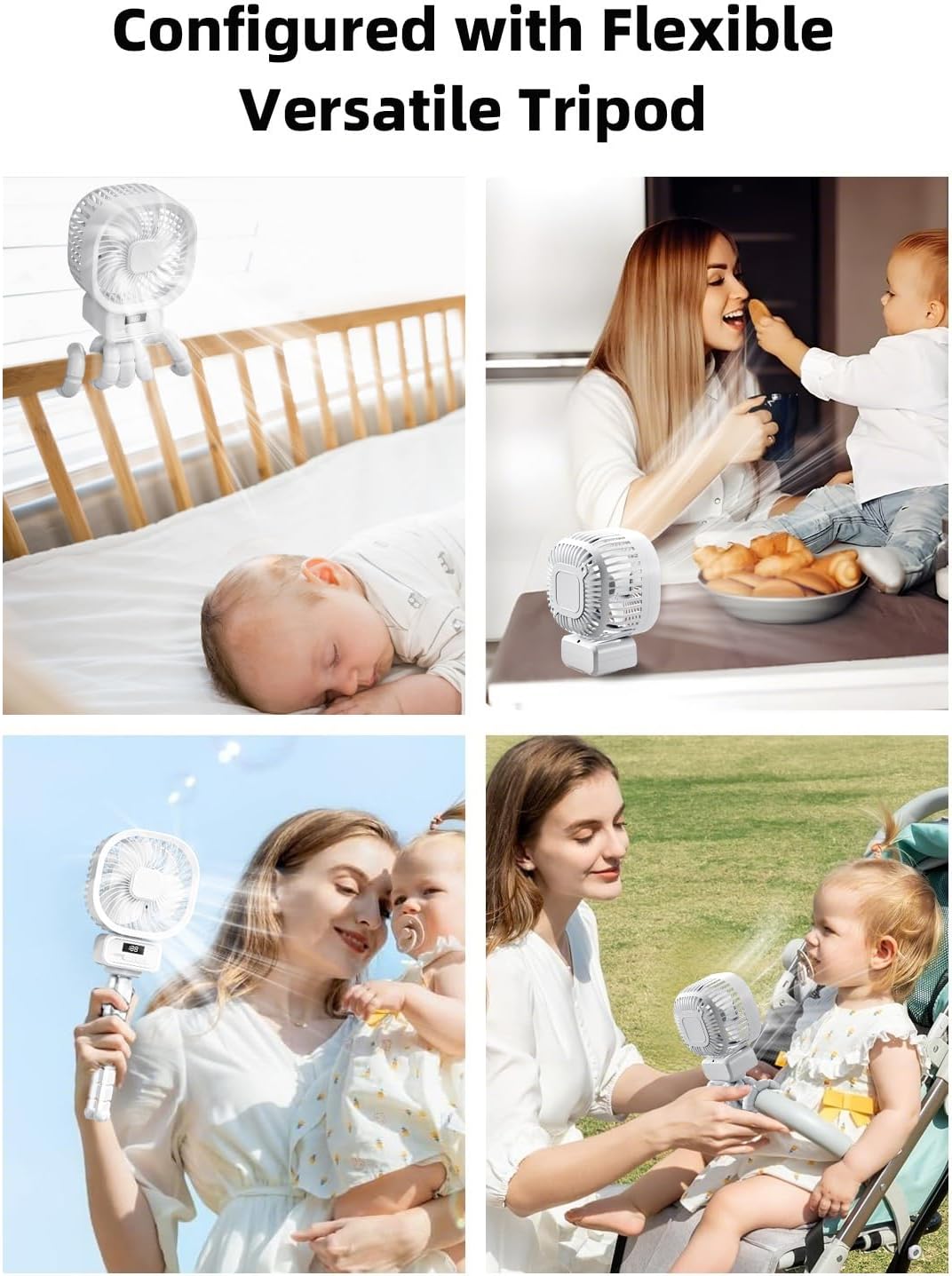 Thumbnail 6 de Wrischan Portable Pram Fan with 10000mAh Battery and Detachable 3-Speed Head
