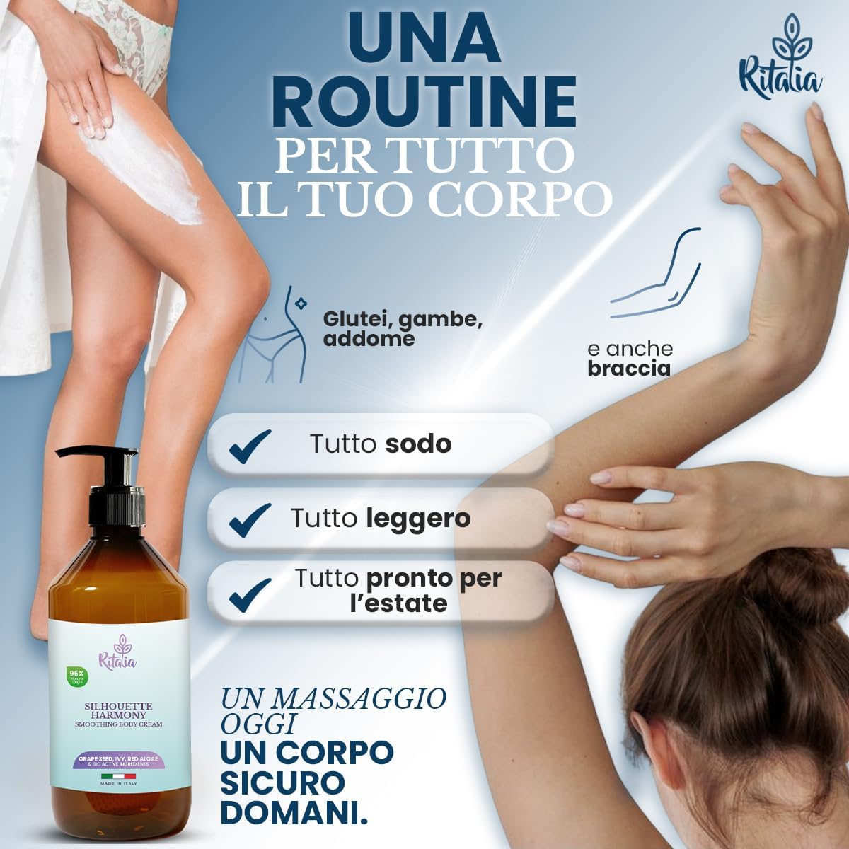 Thumbnail 5 de Ritalia Crema anticellulite forte per cosce, glutei e fianchi BIO 500 ml