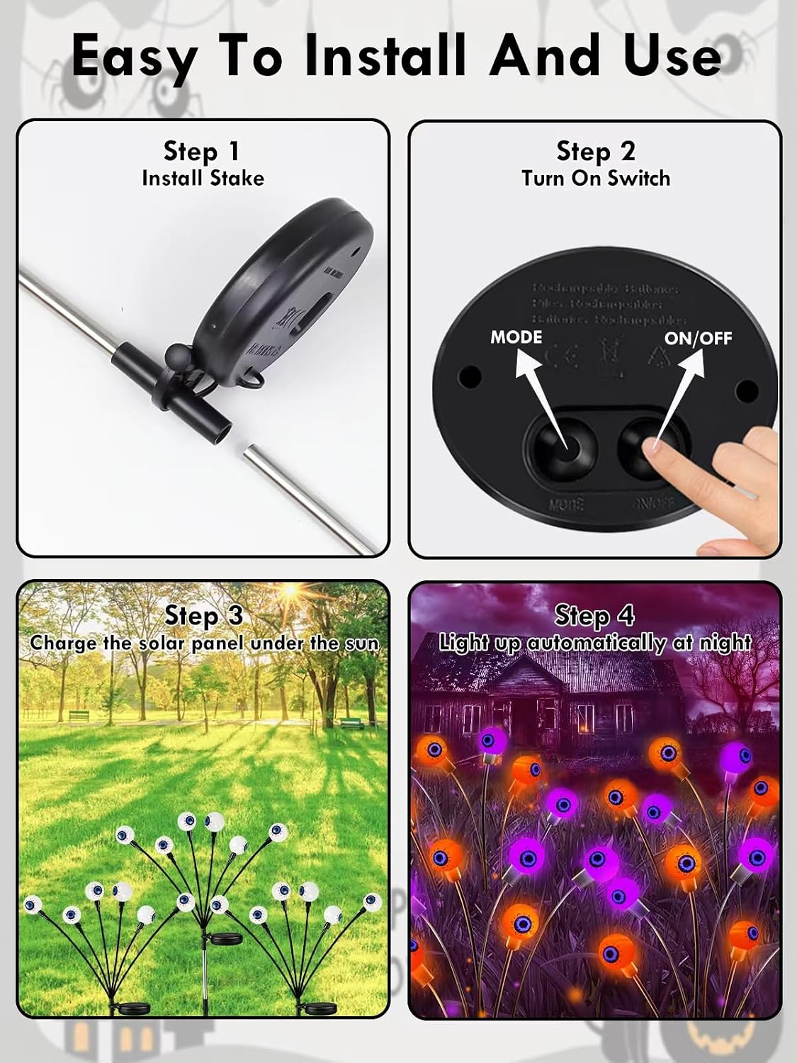 Detalle 2 de Solar Halloween Eyeball Lights, 6-Pack