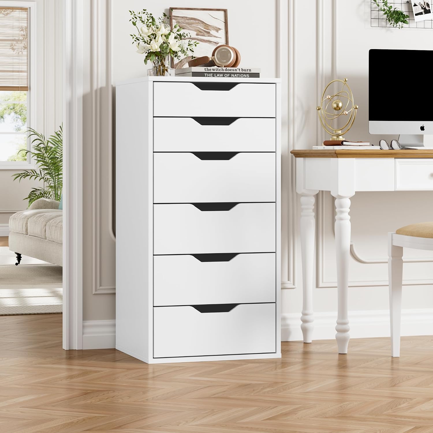 Detalle de FOREHILL M279 6-Drawer Chest of Drawers, White, 45 x 40 x 90.5 cm