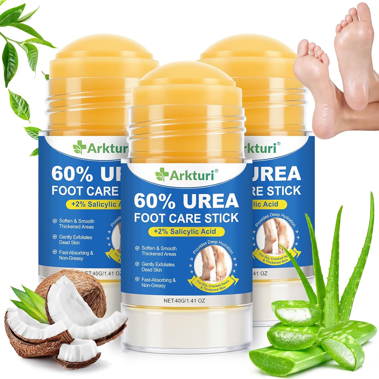 Crema piedi urea al 60% – Set da 3 pezzi da 40 g: pelle levigata, idratazione profonda e assorbimento rapido