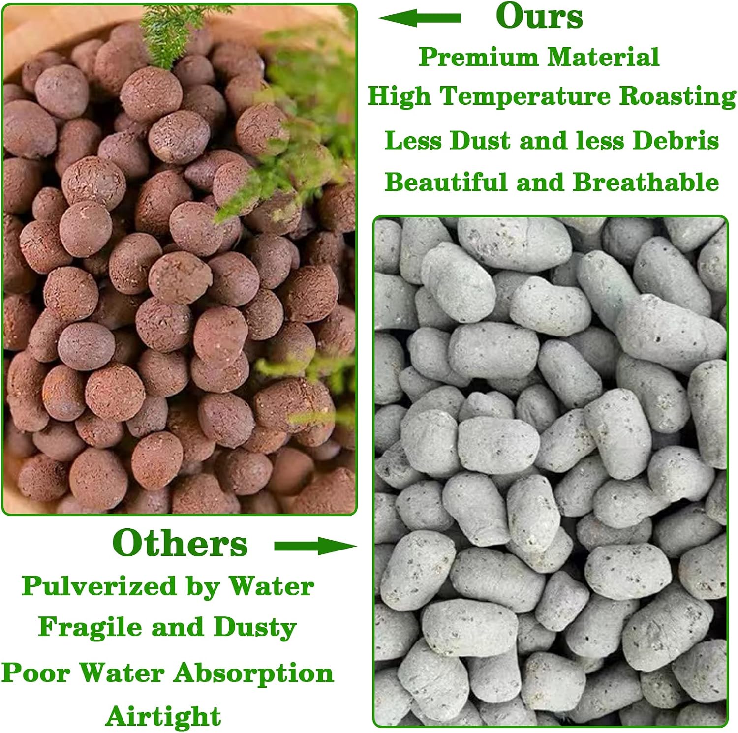 Detalle de Legigo L-CA-Clay Ball LECA Clay Pebbles, 4mm–16mm Natural Hydroponic Medium