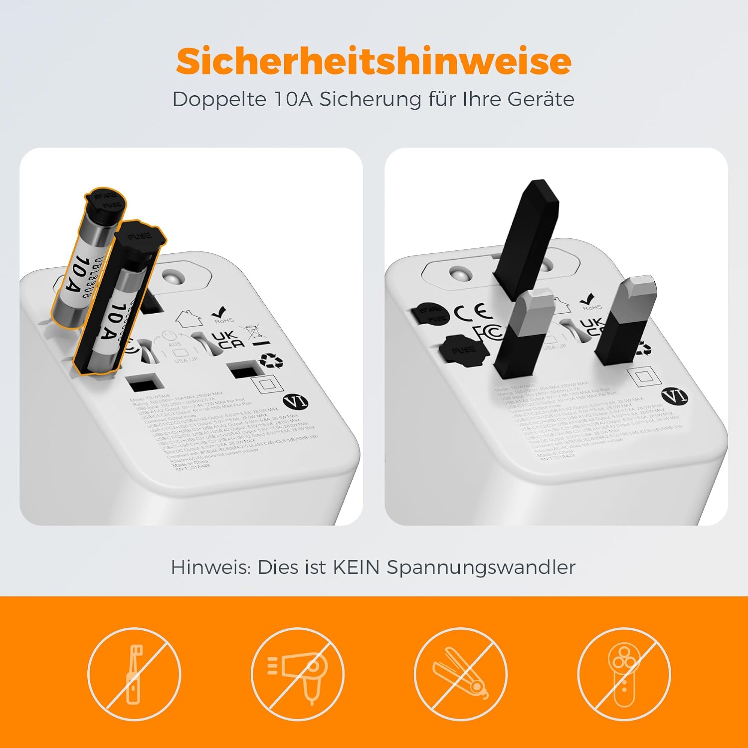 Thumbnail 6 de TESSAN Reiseadapter Weltweit USB C