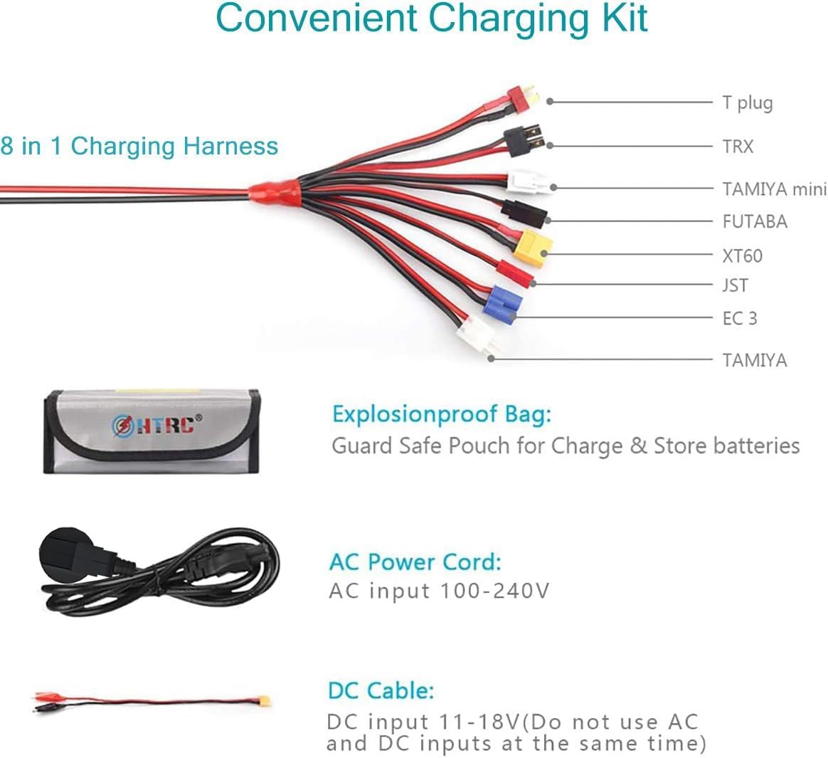 Thumbnail 2 de HTRC C150 caricabatterie LiPo con bilanciamento 150W, 10A, 1-6S AC/DC (Nero) con bag e allarmi