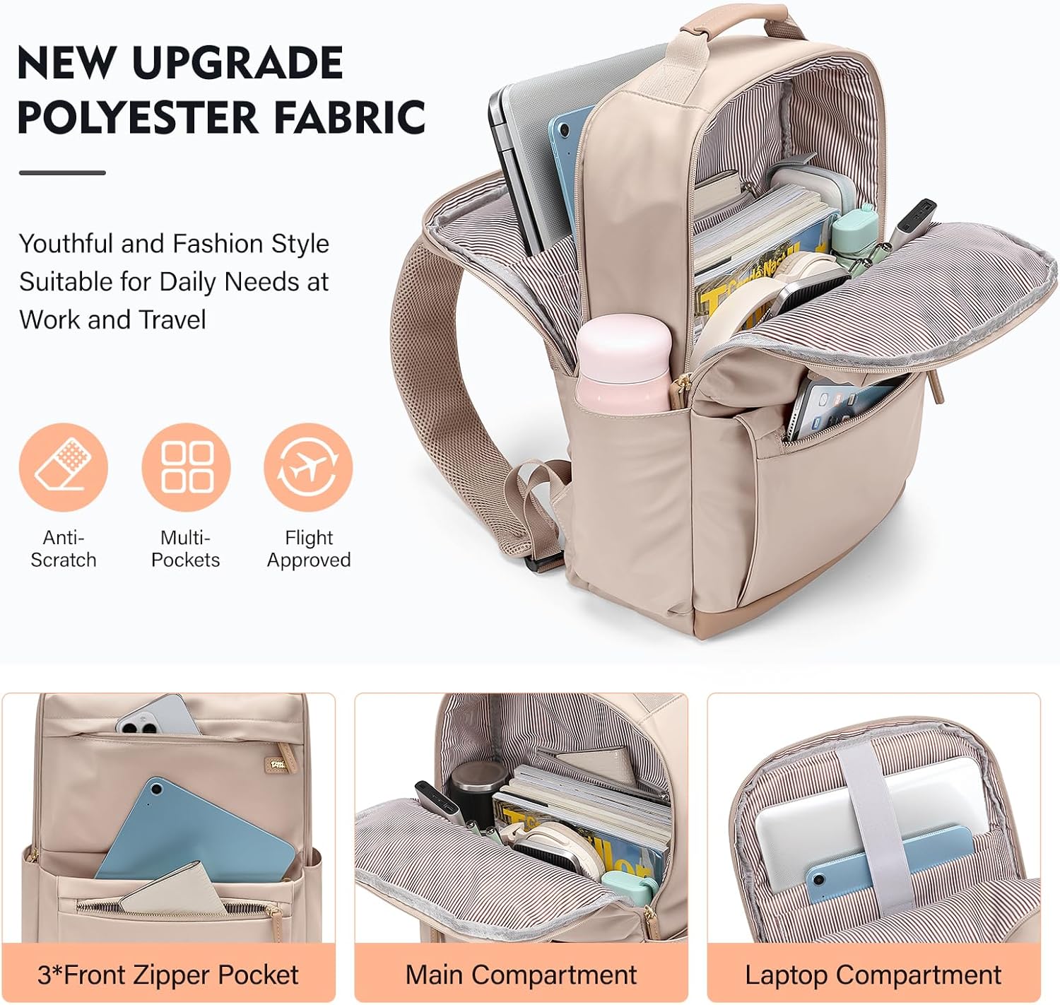 Detalle 2 de VNINE Backpack Womens: 16-Inch Laptop Backpack for Work, Travel and University