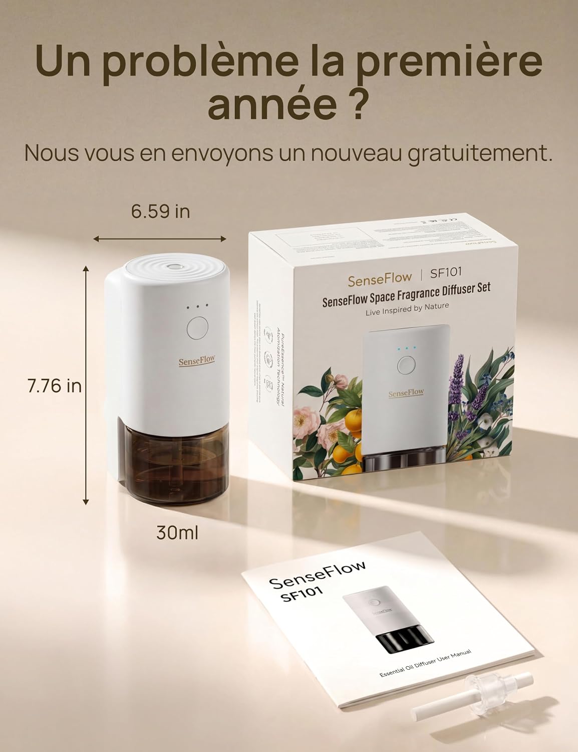 Thumbnail 6 de SenseFlow Diffuseur Huiles Essentielles SF101 Pro – Jasmine Berry Bloom, Ultra-sonique sans eau
