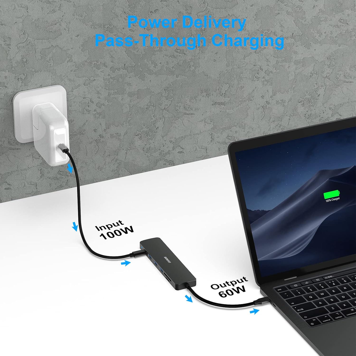 Thumbnail 6 de BENFEI 7-in-1 USB-C Hub mit HDMI, 3× USB 3.0, SD/TF-Kartenleser und 60-W Power Delivery