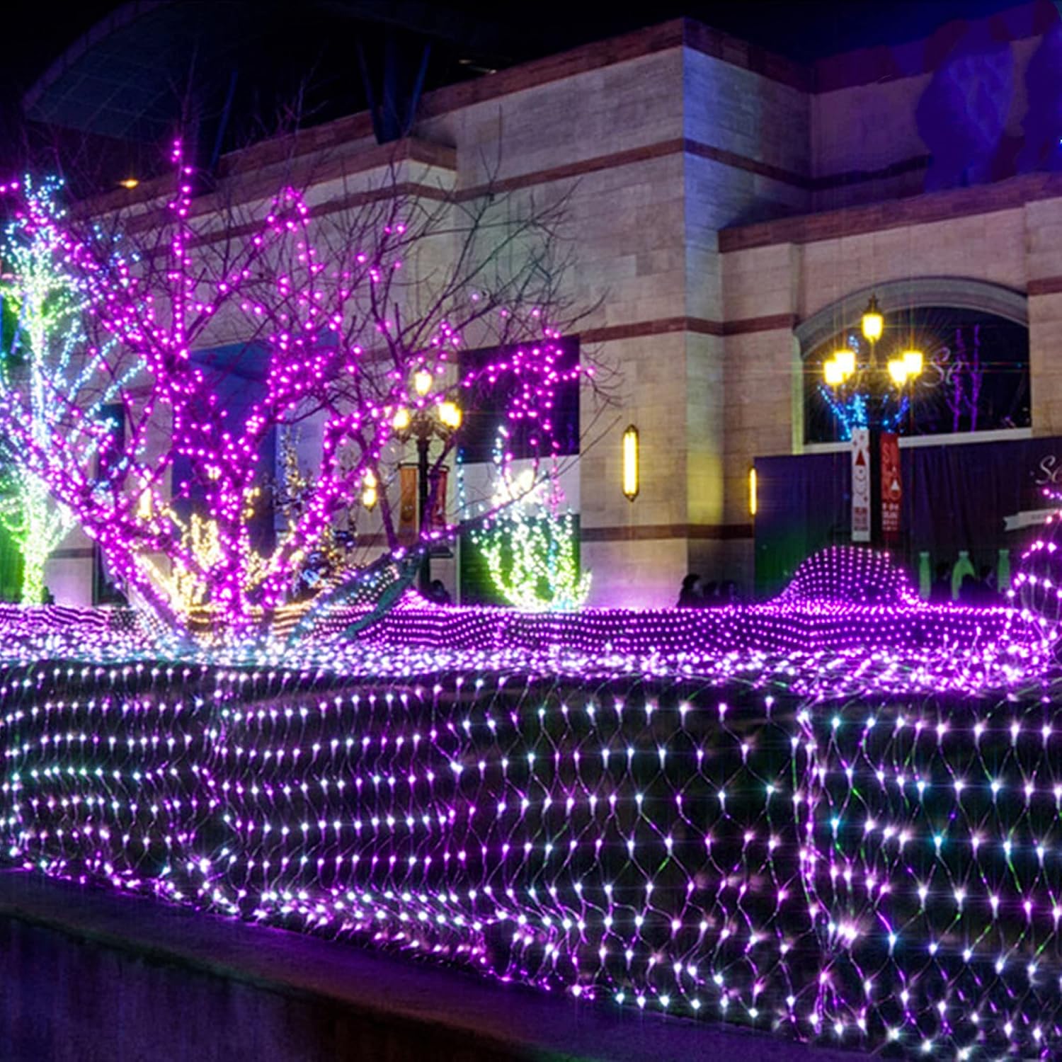 Detalle de WATERGLIDE HB-360WCOI Purple LED Net Lights, 12 ft x 5 ft, 8 Modes