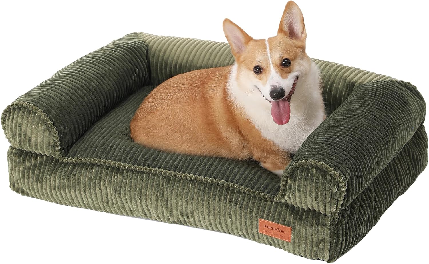 Detalle de FUKUMARU Hundebett für große Hunde (93 x 63 x 22 cm) – Cordstoff, wasserabweisende TPU-Schicht, waschbar