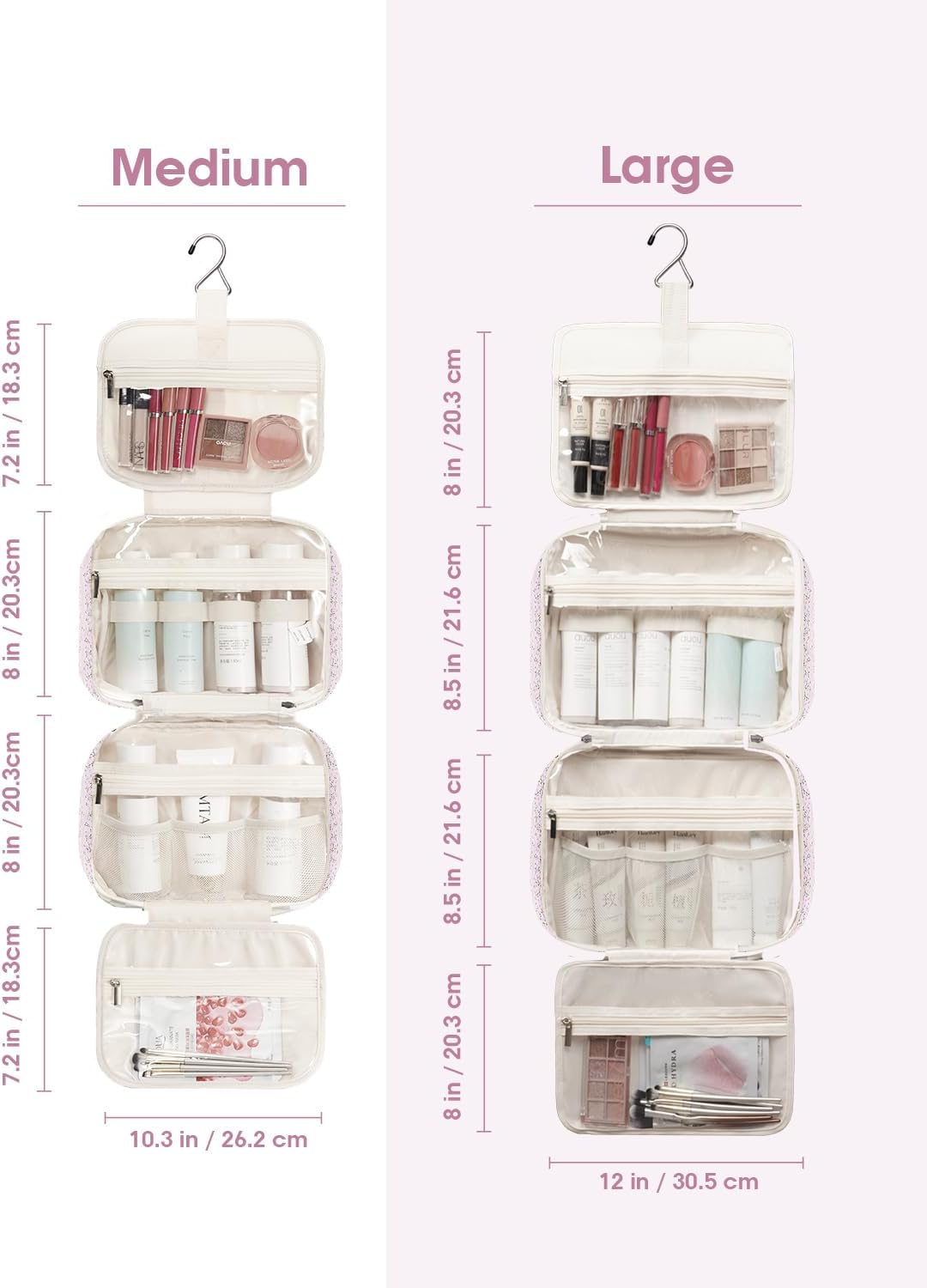 Thumbnail 2 de Narwey Large Hanging Travel Toiletry Bag for Women – Pink Buds (Large)