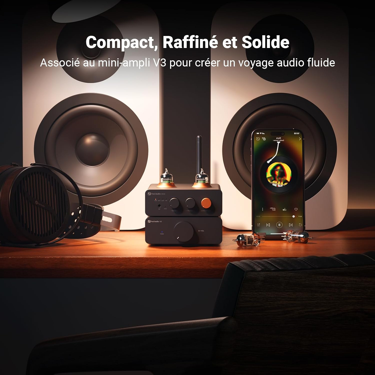 Detalle 2 de Fosi Audio GR40 préamplificateur DAC à tube avec Bluetooth, USB et sorties optique/coaxiale