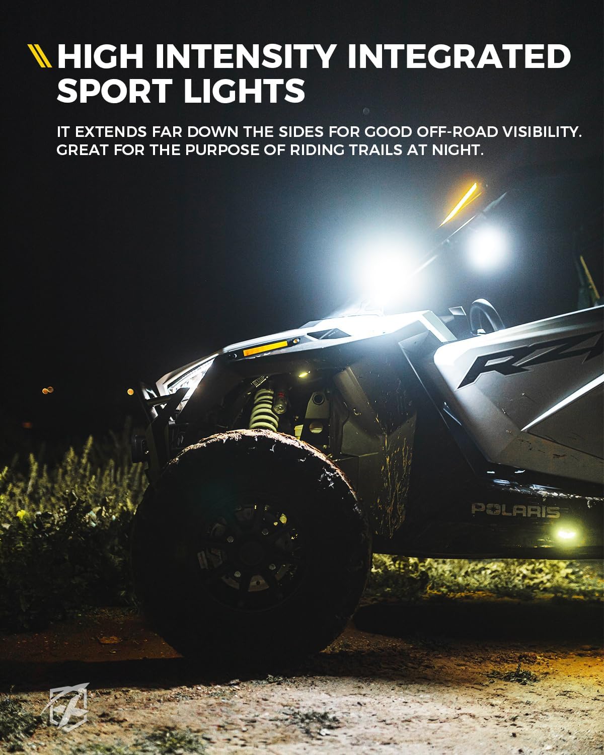 Detalle de Xprite UTV LED Side View Mirrors with Puddle Lights — Aluminum, 1.75"–2" Roll Cage, Smoke Lens