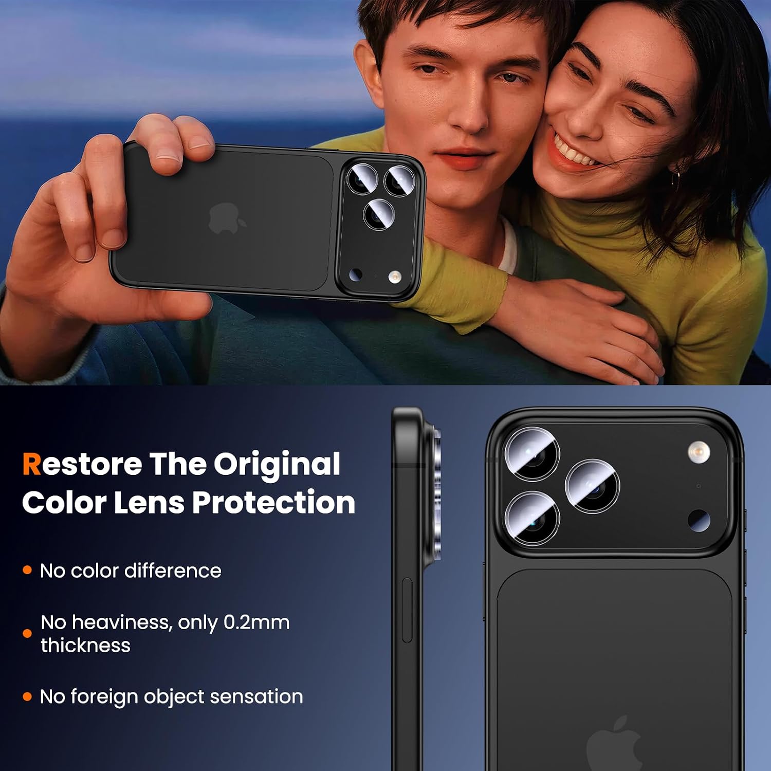 Detalle 2 de UniqueMe iPhone 18 Pro Max Camera Lens Protector, 3-Pack, All Black