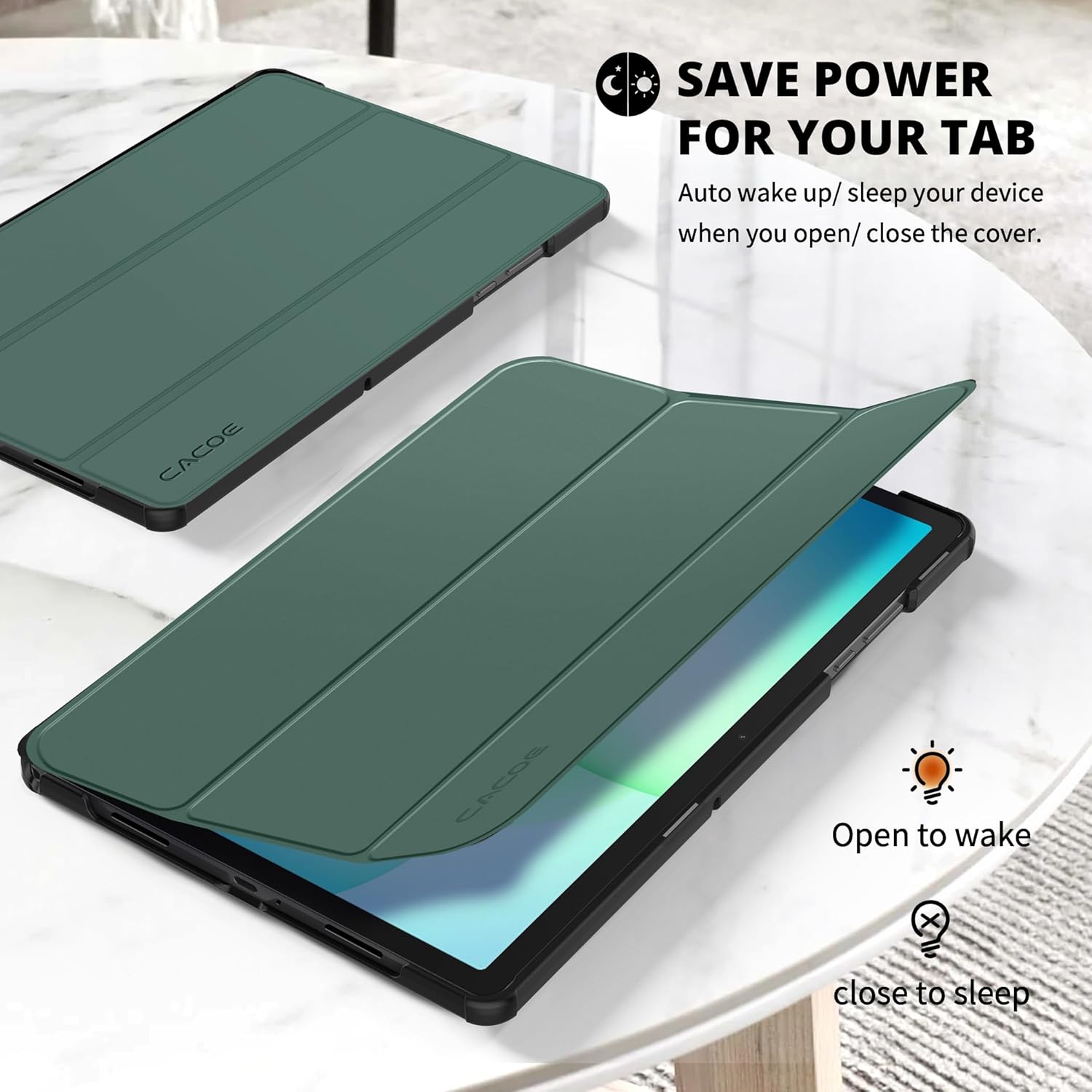 Thumbnail 2 de CACOE Hülle für Samsung Galaxy Tab A11+ Plus / A9+ 11 Zoll 2025 – ultradünn, PU-Leder, Standfunktion, Sleep/Wake, Dunkelgrün