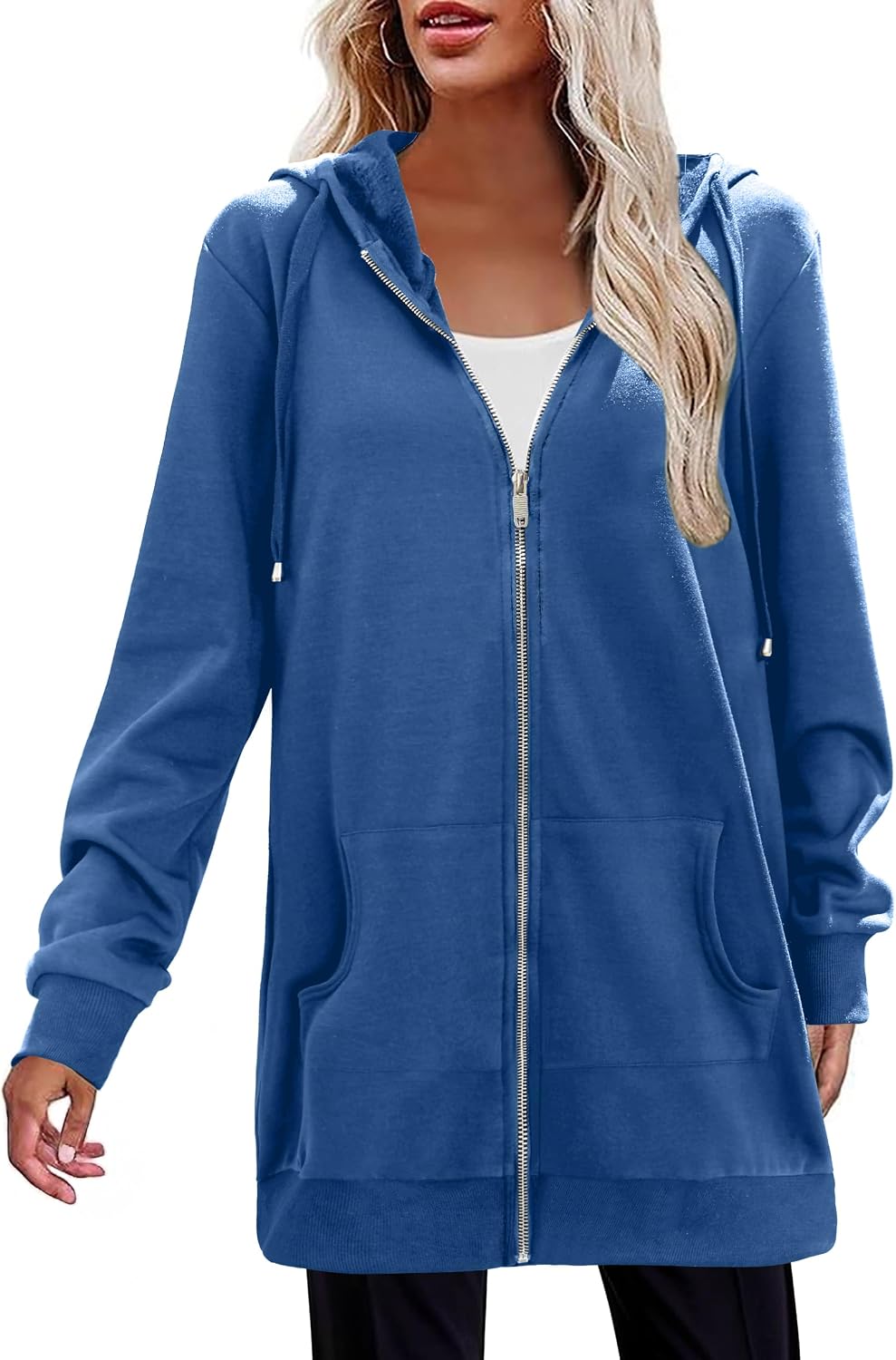 Detalle 2 de Zeagoo Women's Zip Up Hoodies Long Tunic Sweatshirt