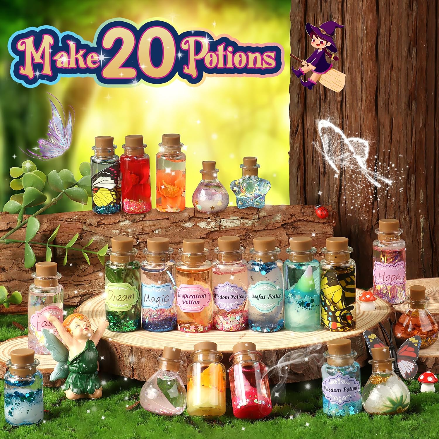 Detalle 2 de wookidel VI-MF002 Fairy Potion Craft Kit with 20 Bottles and Display Case