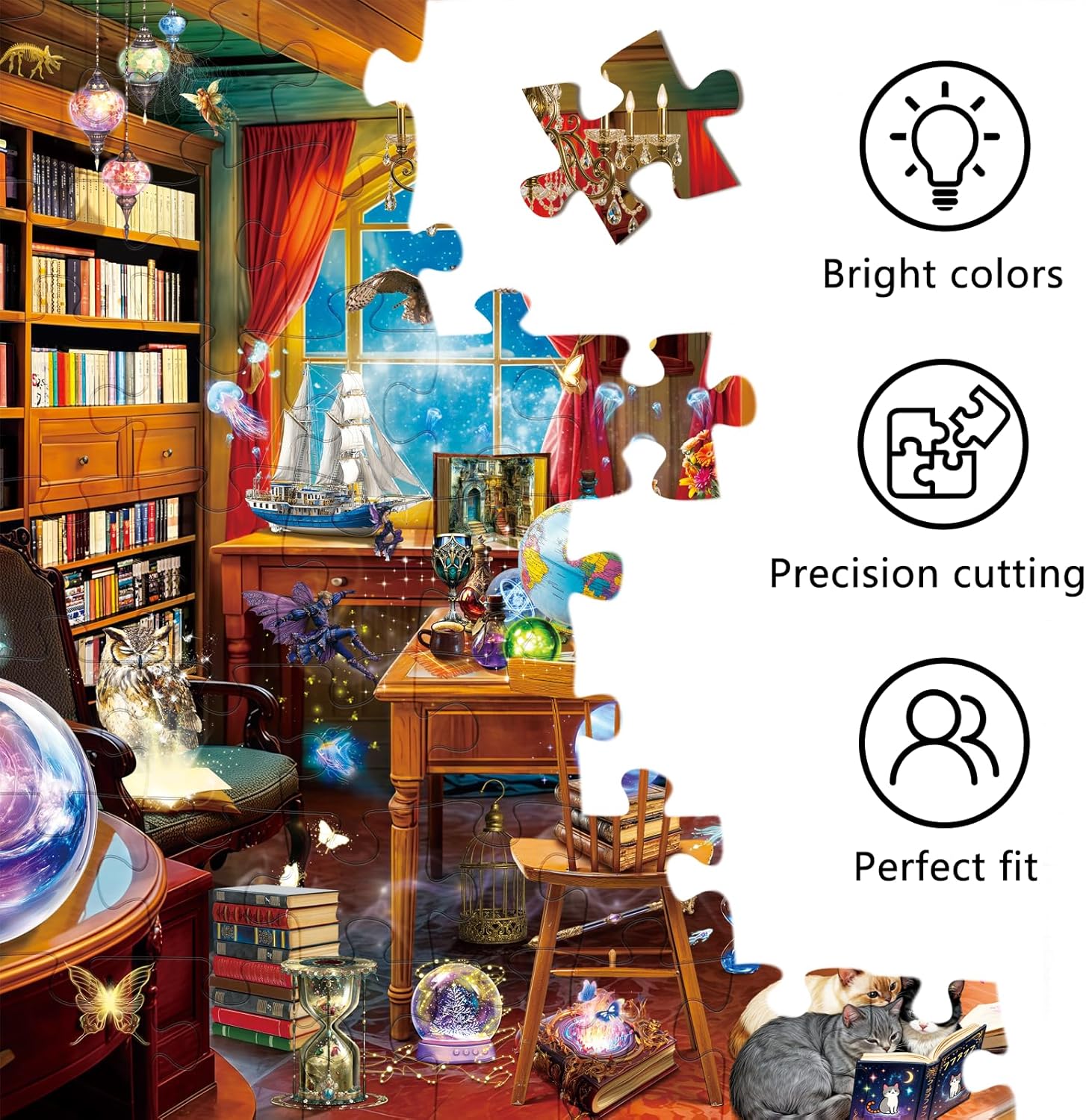 Detalle de HUADADA 1000-Piece Jigsaw Puzzle for Adults: Magical Wizard Study