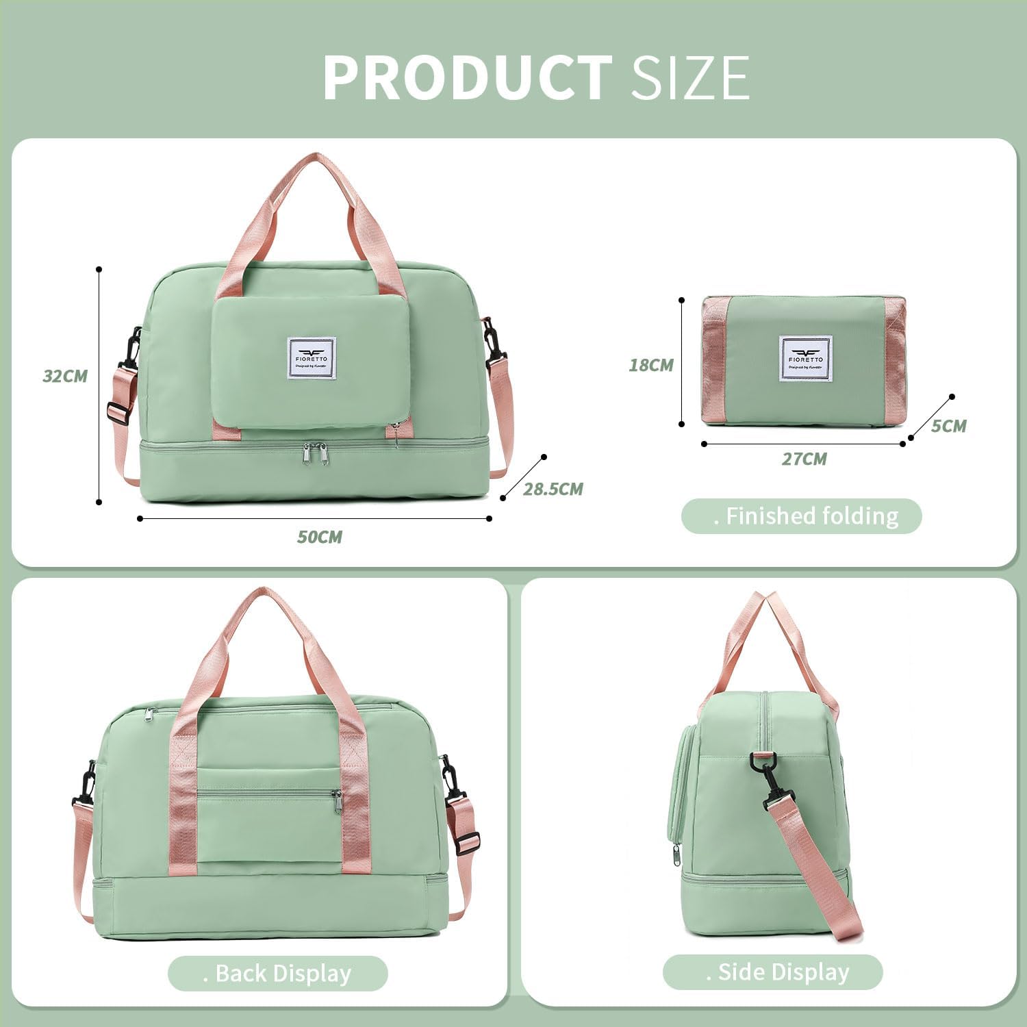 Detalle 2 de FIORETTO Foldable Weekend Bag 45L