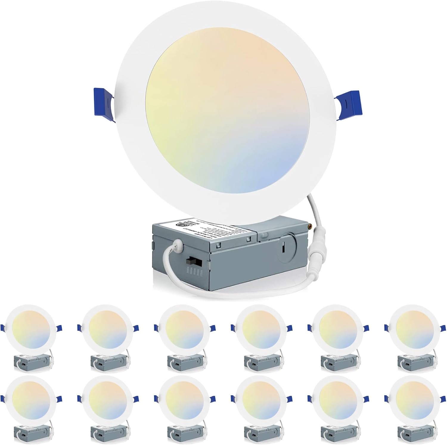 Thumbnail 5 de Meconard 12 Pack 6 Inch Ultra-Thin LED Recessed Ceiling Light with Junction Box