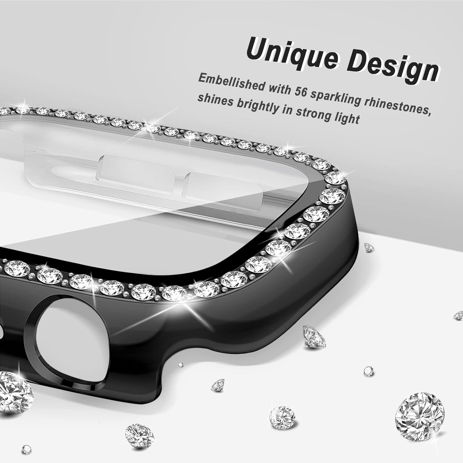 Detalle 2 de 2Pack Bling Case for Apple Watch Screen Protector 40mm – Full Protective PC Bumper with Sparkling Crystals