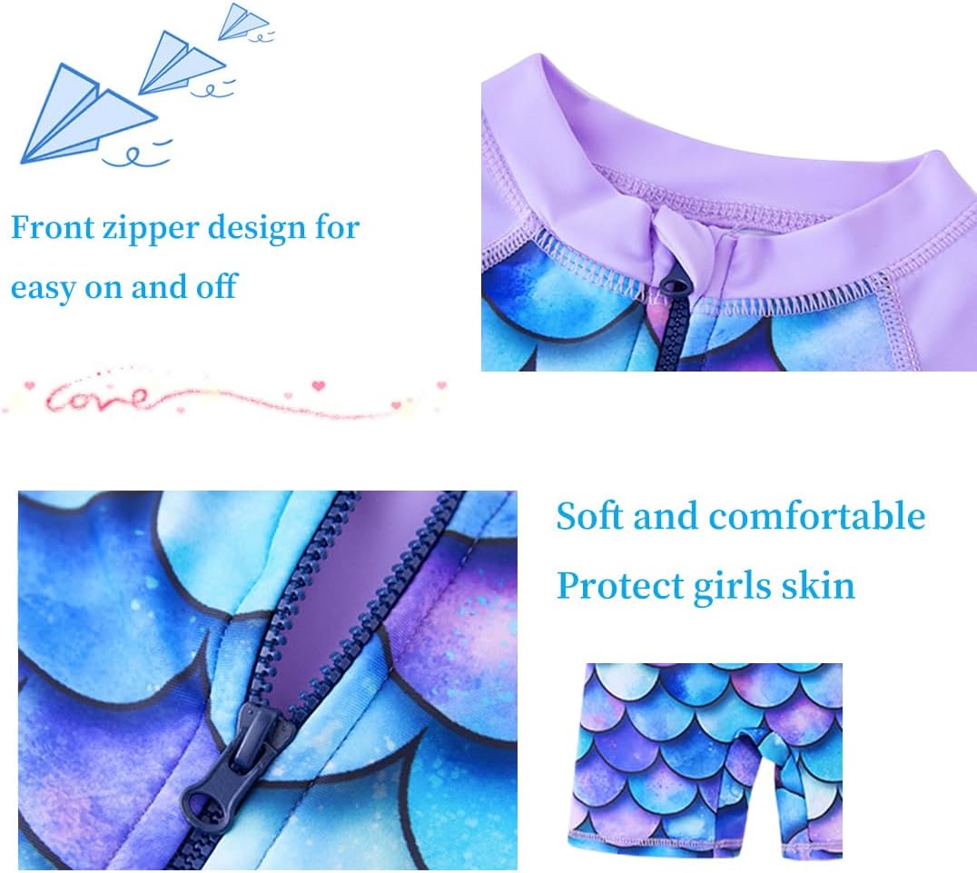 Detalle de UMELOK Girls Long Sleeve Rash Guard One Piece Swimsuit with UV Protection