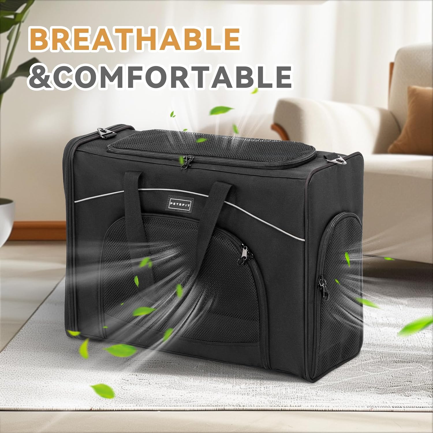 Thumbnail 4 de Petsfit sac de transport pliable pour chat et chien avec 2 coussins (55 x 40 x 23 cm) — bandoulière amovible et lavable